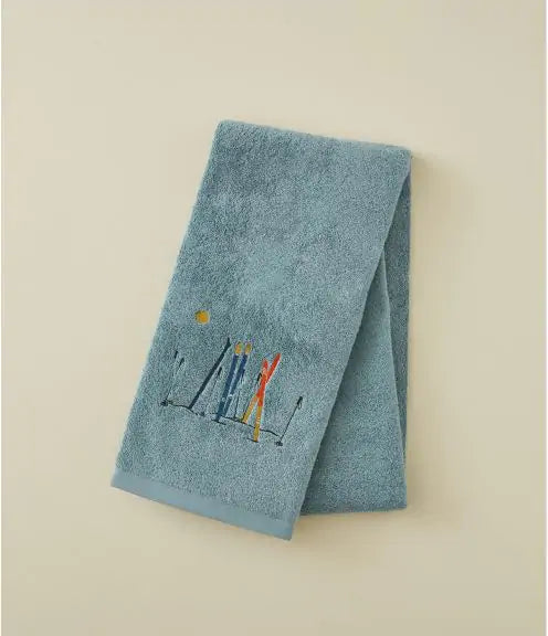 Cotton bath linen with embroidered fish